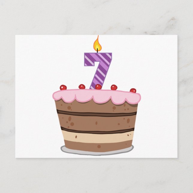 Postal Edad 7 en el pastel de cumpleaños (Anverso)