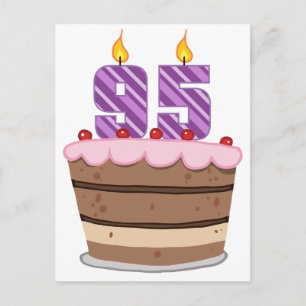 Postal Edad 95 en el pastel de cumpleaños
