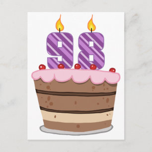 Postal Edad 98 en pastel de cumpleaños