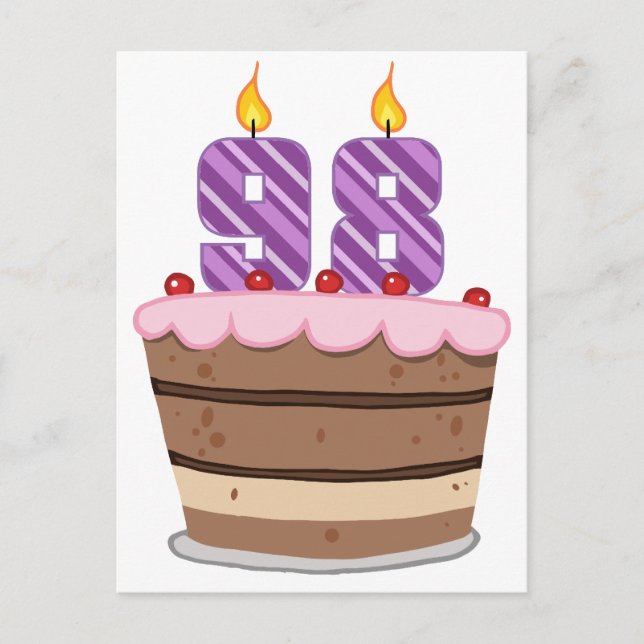 Postal Edad 98 en pastel de cumpleaños (Anverso)