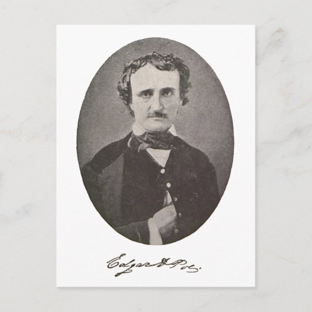Postal Edgar Allan Poe con firma (Anverso)