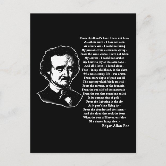 Postal Edgar Allan Poe Poem SOLO (Anverso)