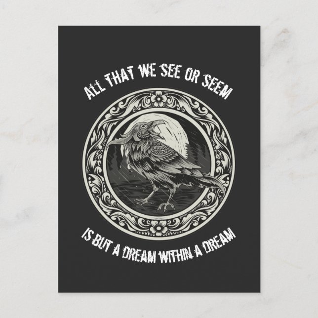 Postal Edgar Allan Poe Poet Autor Dream Raven Medallion