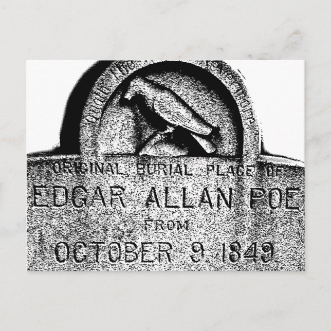 Postal Edgar Allan Poe Tombstone. Imágenes de Halloween e (Anverso)