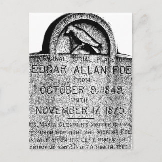 Postal Edgar Allan Poe Tombstone. Imágenes de Halloween e