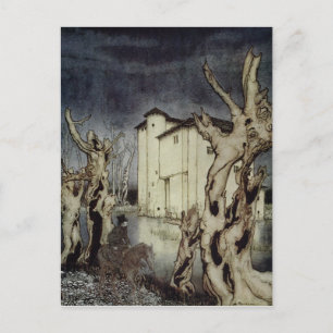 Postal Edgar Allan Poe Usher pintura de Arthur Rackham