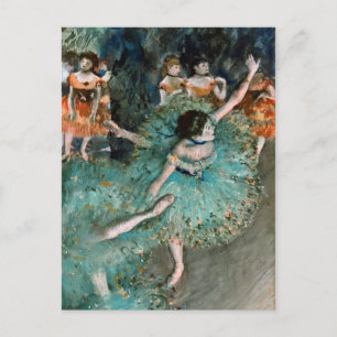 Postal Edgar Degas - Bailarina. Bailarín en verde