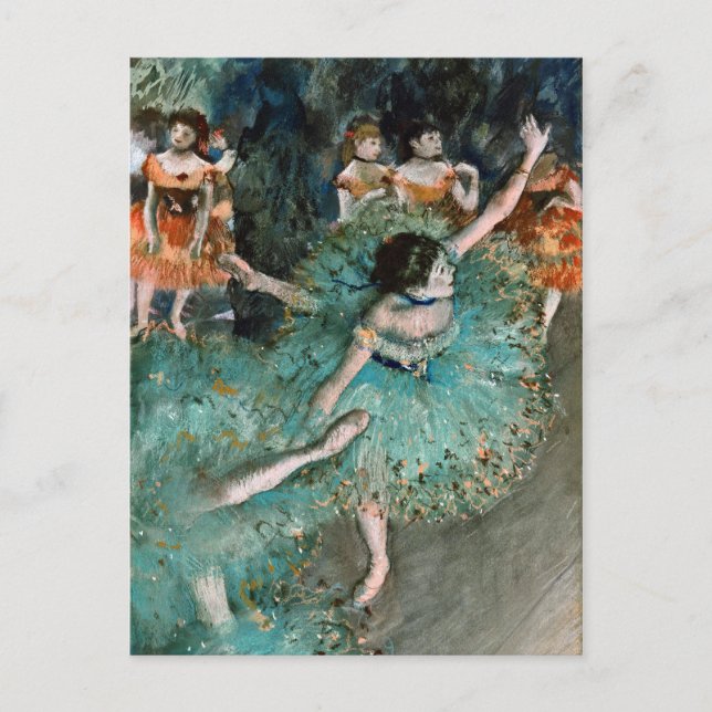 Postal Edgar Degas - Bailarina. Bailarín en verde (Anverso)