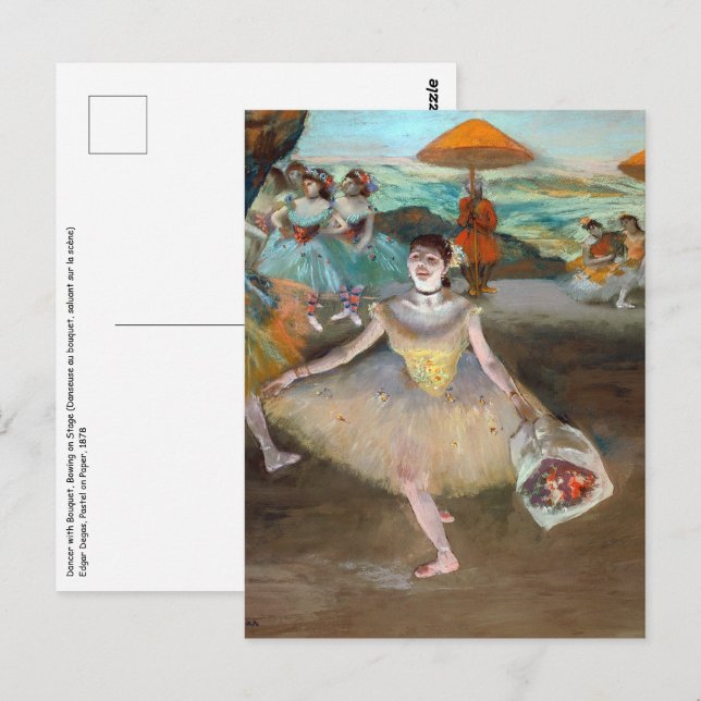 Postal Edgar Degas - Bailarina con Bouquet, inclinándose  (Anverso / Reverso)