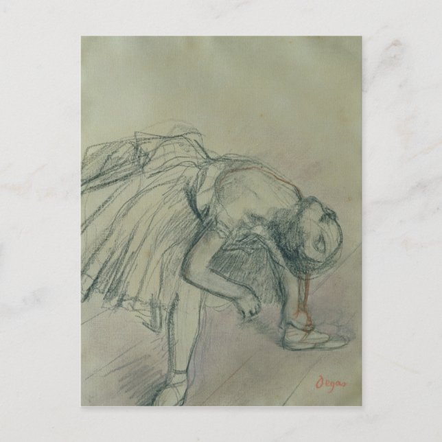 Postal Edgar Degas | Bailarina Fixing her Slipper, c.1865 (Anverso)