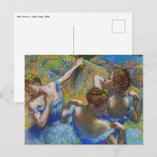 Postal Edgar Degas - Bailarinas azules (Anverso / Reverso)