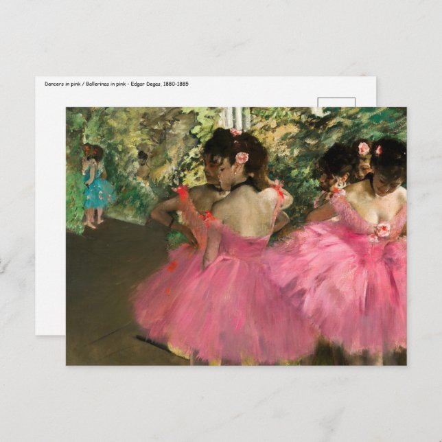 Postal Edgar Degas - Bailarinas de rosa (Anverso / Reverso)