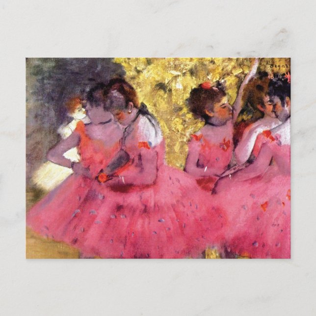 Postal Edgar Degas - Bailarinas de Rosa - Amante del Bail (Anverso)
