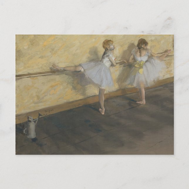 Postal Edgar Degas | Bailarinas practicando en el Barre (Anverso)