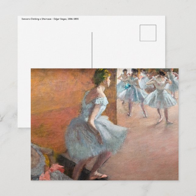 Postal Edgar Degas - Bailarinas trepando una escalera (Anverso / Reverso)