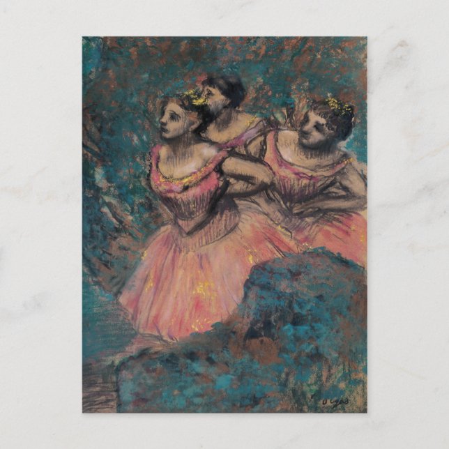 Postal Edgar Degas | Bailarines con disfraces rojos (Anverso)