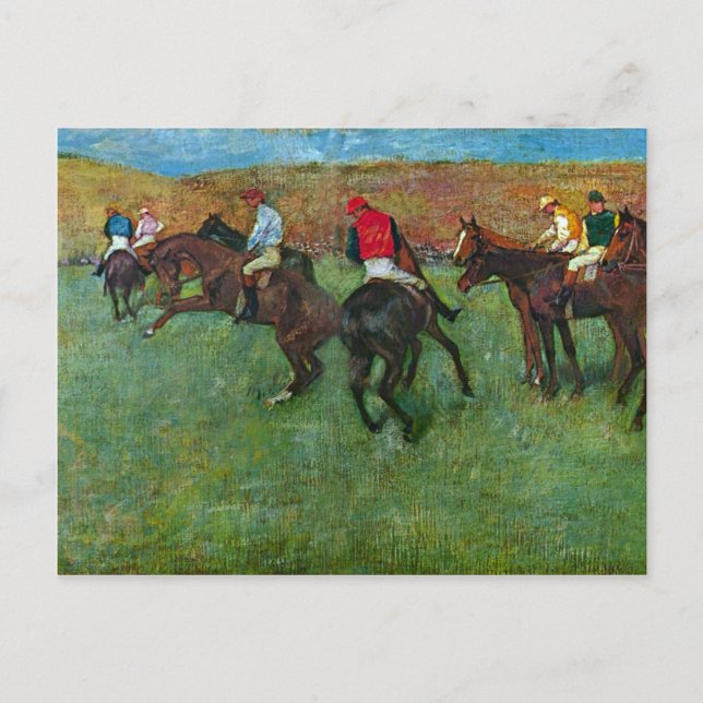 Postal Edgar Degas - Carrera de caballos antes de empezar (Anverso)