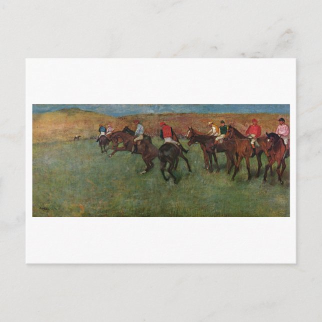 Postal Edgar Degas - Carreras de caballos antes del inici (Anverso)