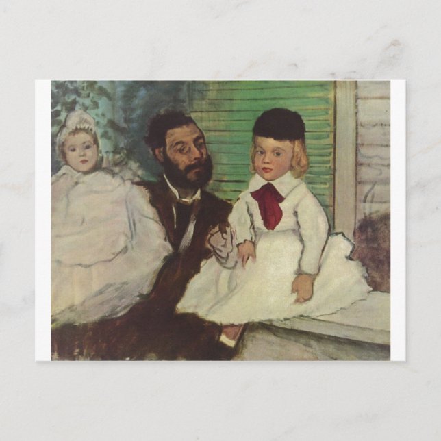 Postal Edgar Degas - Conde Lepic y sus hijas 1870 aceite (Anverso)