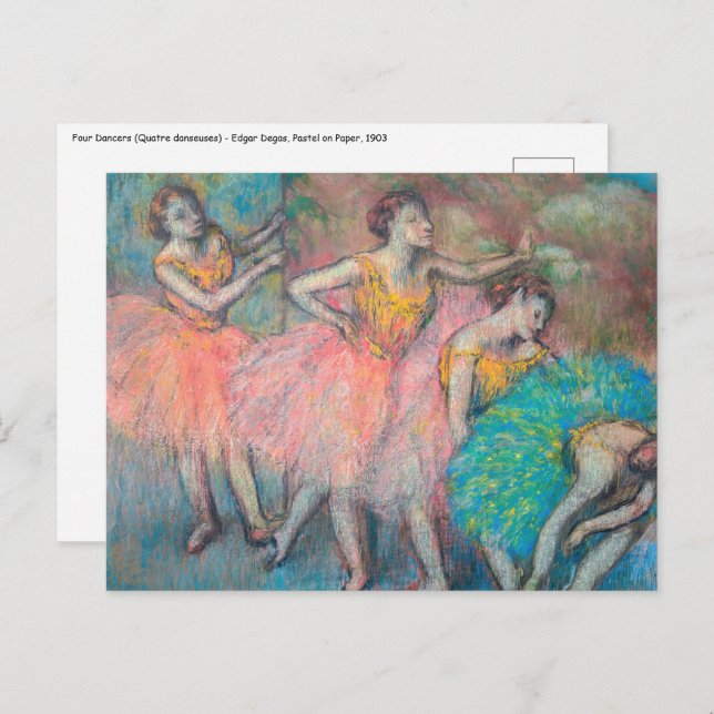 Postal Edgar Degas - Cuatro bailarinas (Anverso / Reverso)