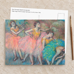 Postal Edgar Degas - Cuatro Bailarinas