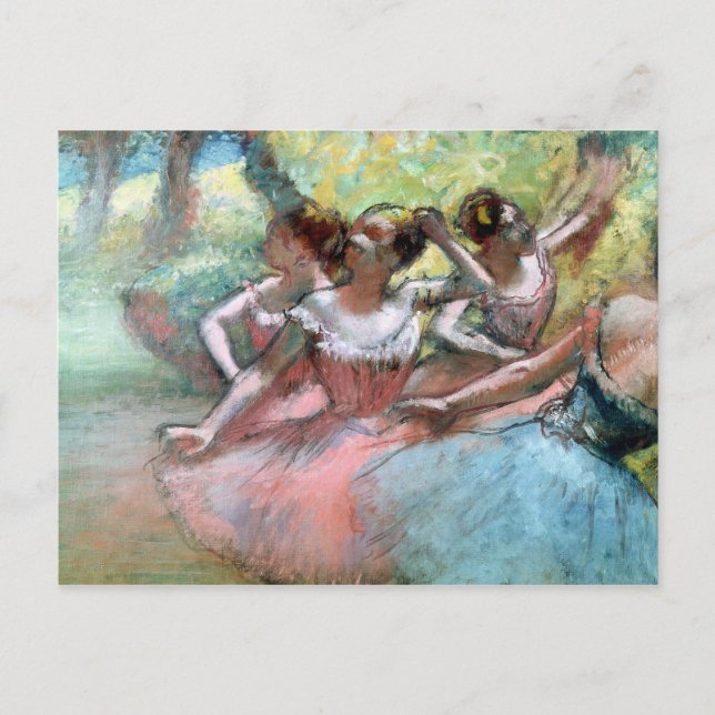 Postal Edgar Degas | Cuatro bailarinas en el escenario (Anverso)
