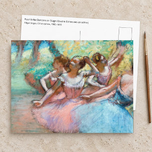 Postal Edgar Degas - Cuatro bailarinas en el escenario