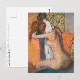 Postal Edgar Degas - Después del baño, mujer limpiando el