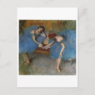 Postal Edgar Degas - Dos bailarinas Blue Tutu Redhead