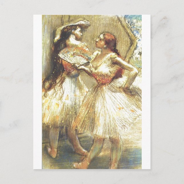 Postal Edgar Degas Dos bailarinas fans de la vestimenta B (Anverso)