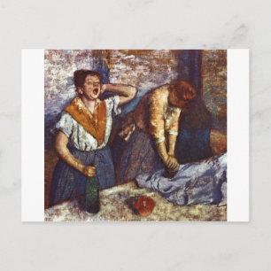 Postal Edgar Degas - Dos mujeres planchando lienzo de ace