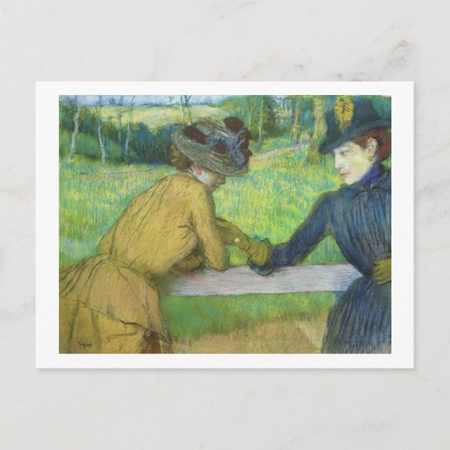 Postal Edgar Degas | Dos mujeres se inclinan sobre una pu (Anverso)