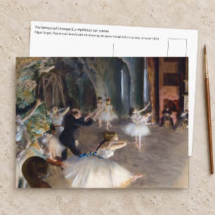 Postal Edgar Degas - El ensayo del ballet en el escenario