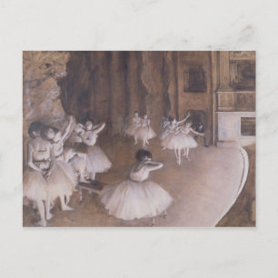 Postal Edgar Degas ensayo de ballet en el escenario, 18