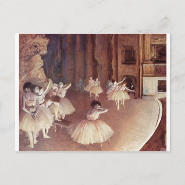 Postal Edgar Degas - Escenario de ensayo de vestir Ballet (Anverso)