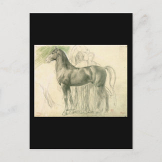 Postal Edgar Degas Estudio de un caballo con figuras