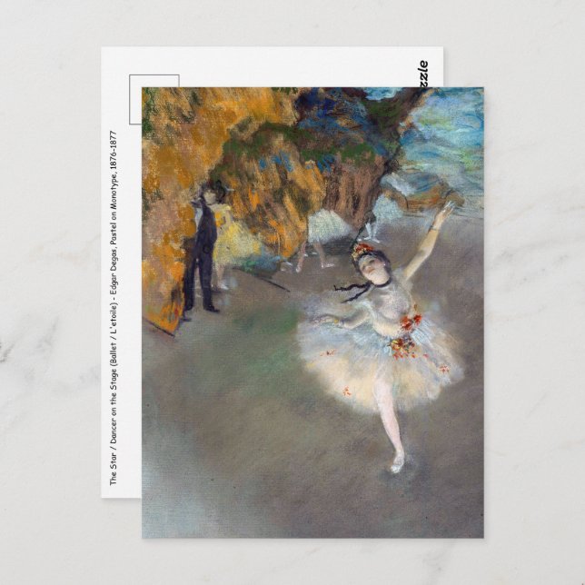 Postal Edgar Degas - La Estrella / Bailarina en el Escena (Anverso / Reverso)
