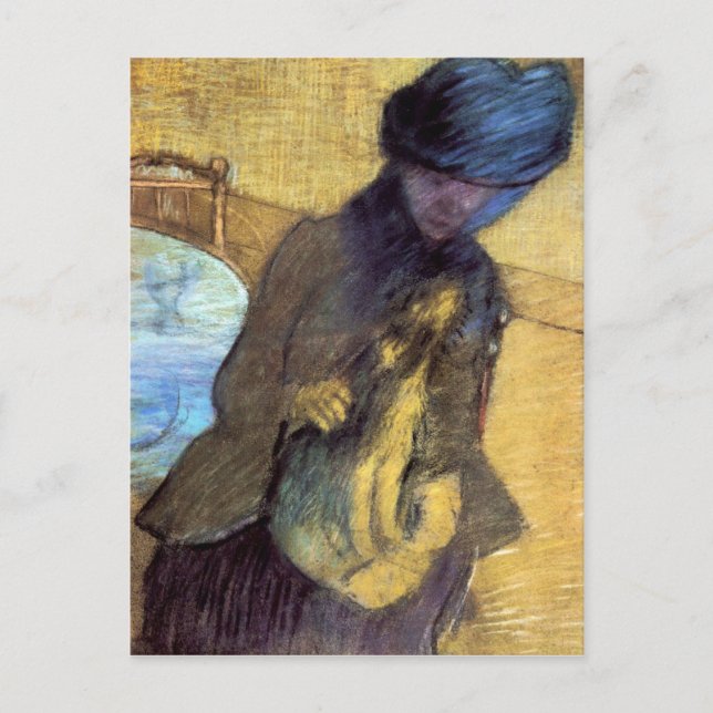 Postal Edgar Degas - Mary Cassatt con su perro (Anverso)