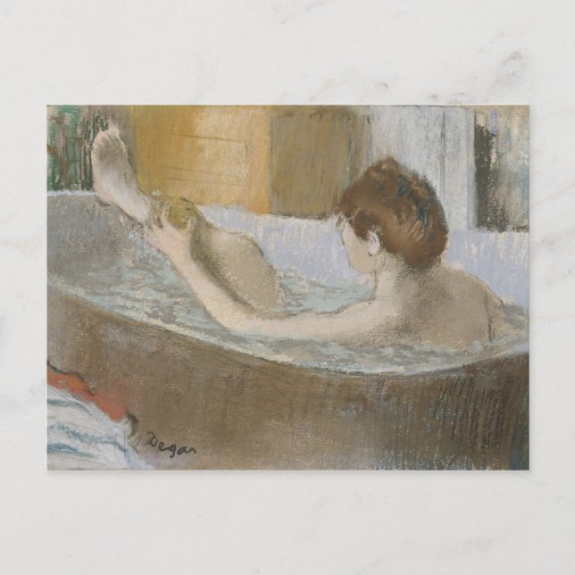 Postal Edgar Degas | Mujer en su baño, Patinando su piern (Anverso)