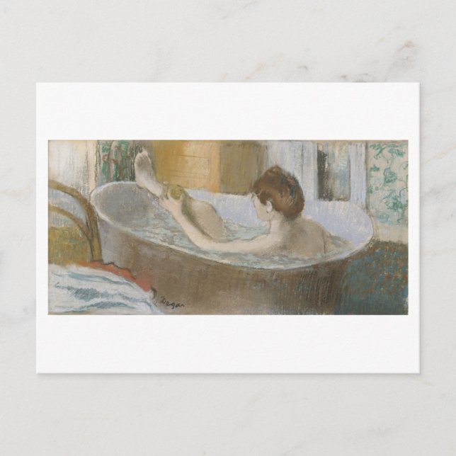 Postal Edgar Degas | Mujer en su baño, Patinando su piern (Anverso)