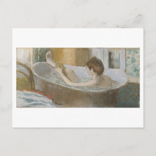 Postal Edgar Degas   Mujer en su baño, Patinando su piern