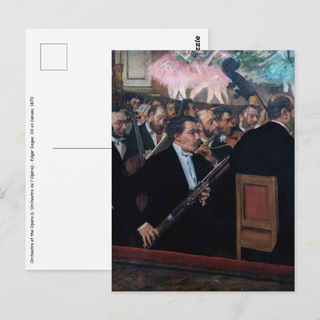 Postal Edgar Degas - Orquesta en la Ópera (Anverso / Reverso)