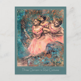 Postal Edgar Degas tres bailarinas en traje rojo CC0389
