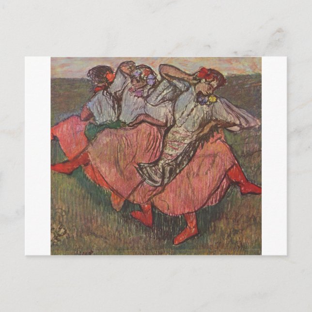 Postal Edgar Degas - Tres bailarines rusos Pastel 1895 (Anverso)