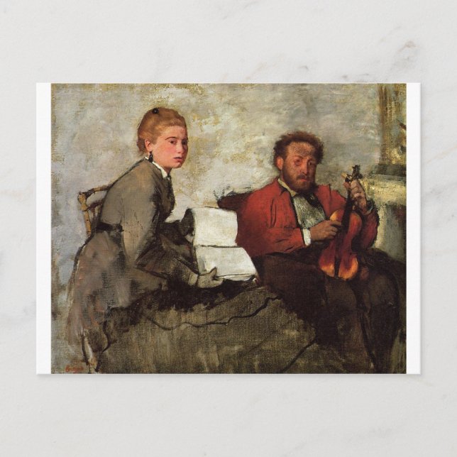 Postal Edgar Degas - Violinista y mujer con libro de músi (Anverso)