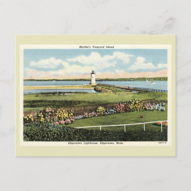 Postal Edgartown Lighthouse Martha's Vineyard c1925 Postc (Anverso)