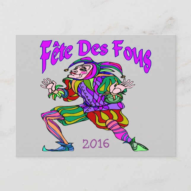 Postal Edición de Fete Des Fous Mardi Gras 2016 (Anverso)