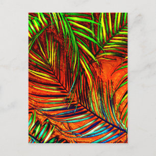 Postal Edición de incendio de jungla de arte de hoja de p