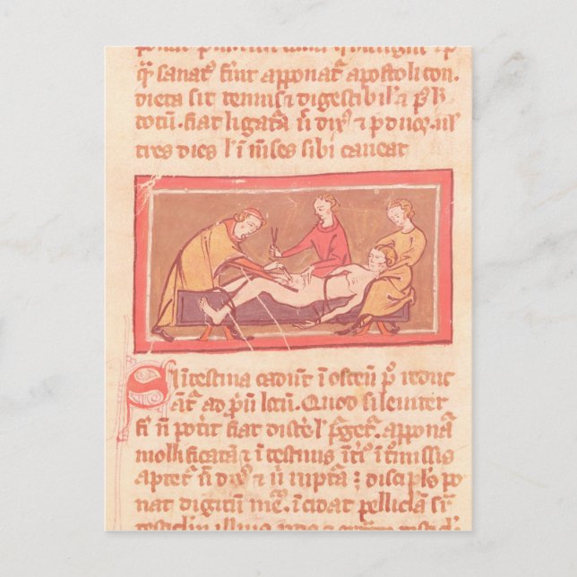 Postal edición del "Libro de la Cirugía" de Rogier de Sal (Anverso)