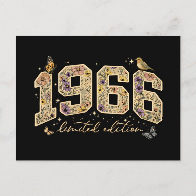 Postal Edición Limitada Cumpleaños 60 Floral 1966 (Anverso)